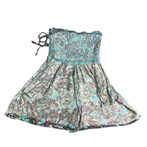 Wild Fable Women's Sleeveless Woven Smocked Romper - Blue Paisley XX Small NWT - Picture 9 of 16